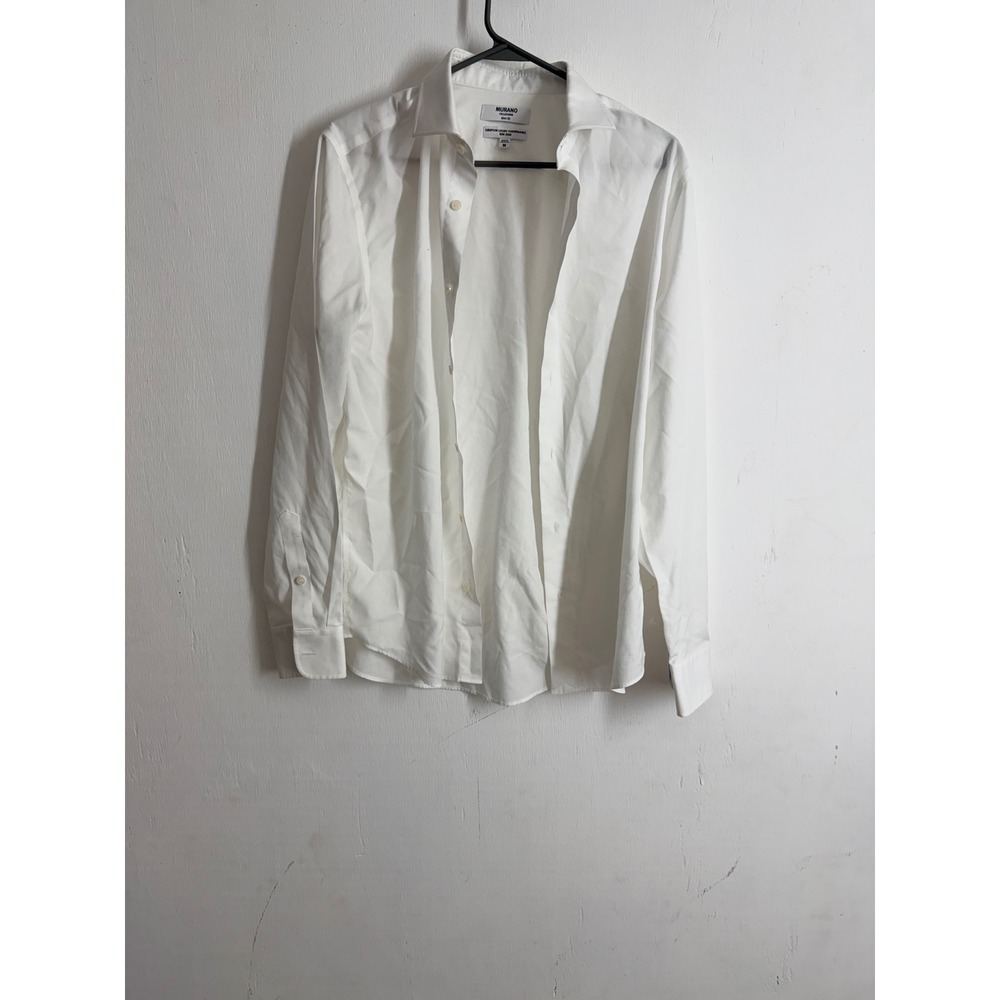Murano Collezione Slim Fit Dress Shirt White Non Iron Performance Mens Medium